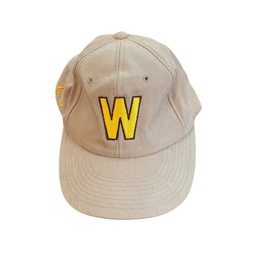 Vtg Western Tan Khaki Snapback Hat Yellow Embroidered 4 & 5 Baseball Cap Mens